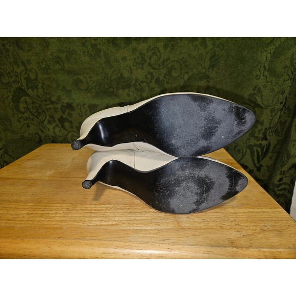 Vintage Style Victorian Lace Up Cream Leather Boots Stevie Nicks Retro Steampunk - Picture 5 of 13